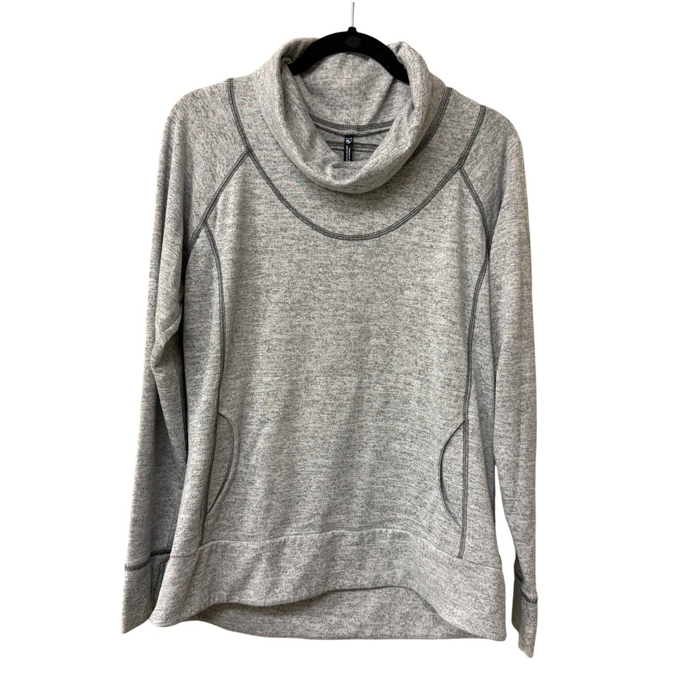 KUHL Womens Lea Pullover Top Size Large Gray Gorpcore Granola Thumbhole Pockets